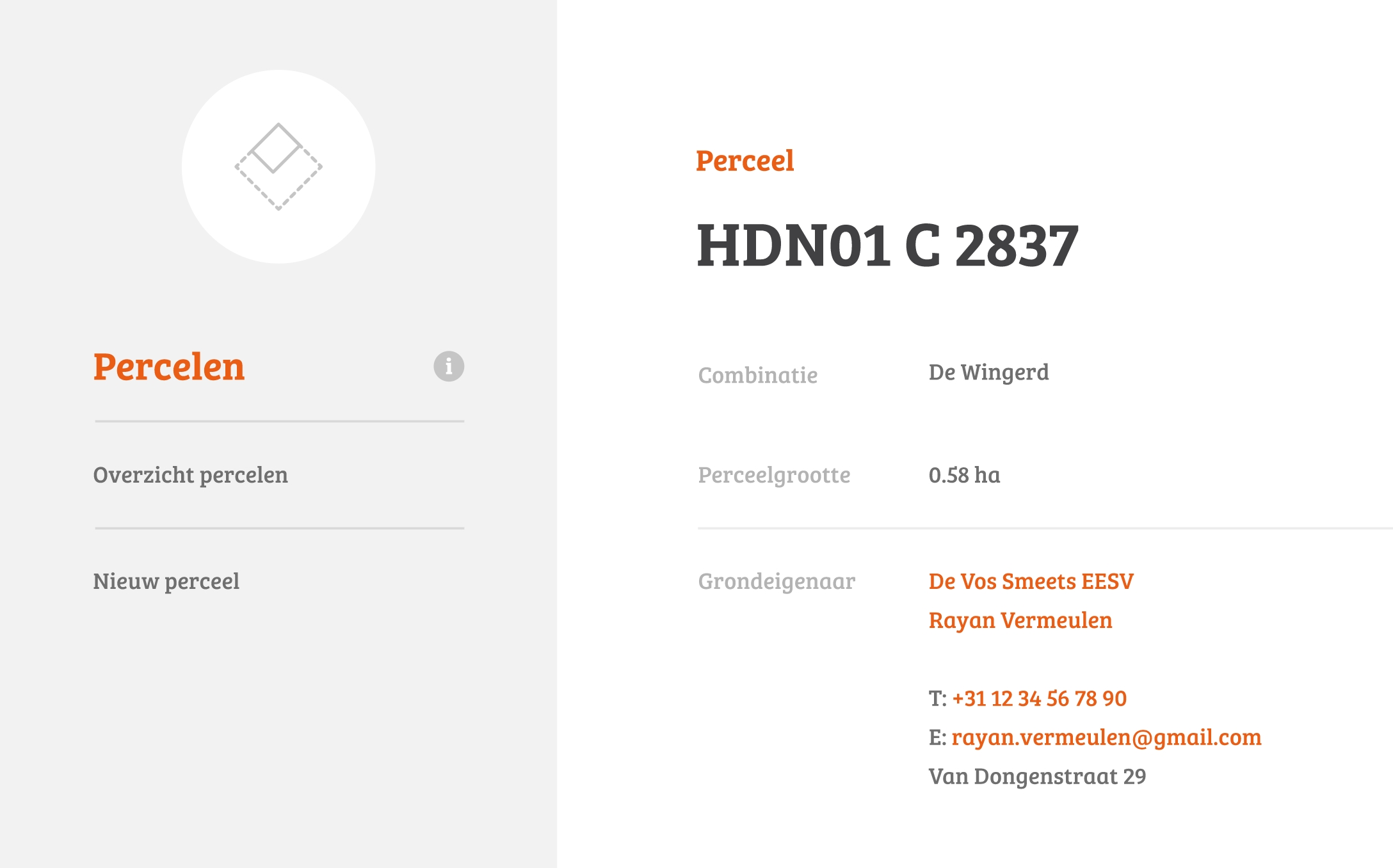 Percelen Mijn Jachtveld | Modules > Percelen